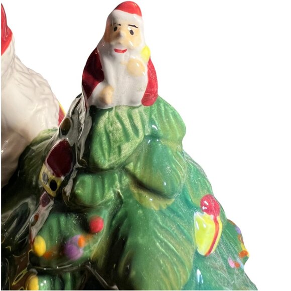 SPODE "Christmas Tree" Santa Handpainted Ceramic COOKIE JAR Holiday 10.75" tall - Picture 7 of 16